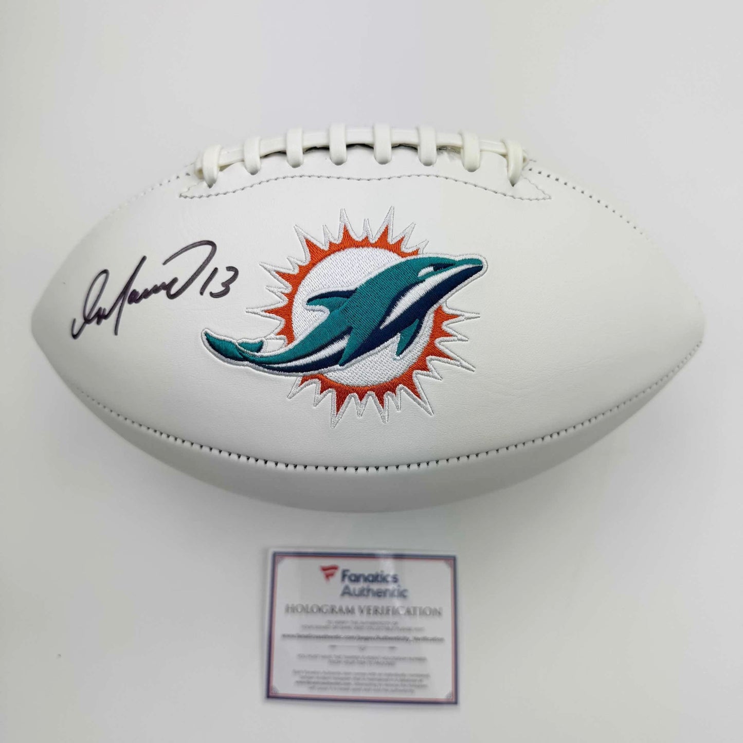Autographed/Signed Dan Marino Miami Dolphins Full Size F/S White Panel Logo Football Fanatics COA