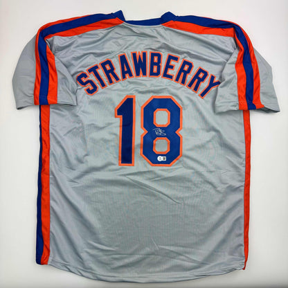 Autographed/Signed Darryl Strawberry New York Grey Baseball Jersey PSA/DNA COA