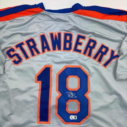 Autographed/Signed Darryl Strawberry New York Grey Baseball Jersey PSA/DNA COA