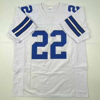 Autographed/Signed Emmitt Smith Dallas White HOF 2010 Football Jersey JSA COA