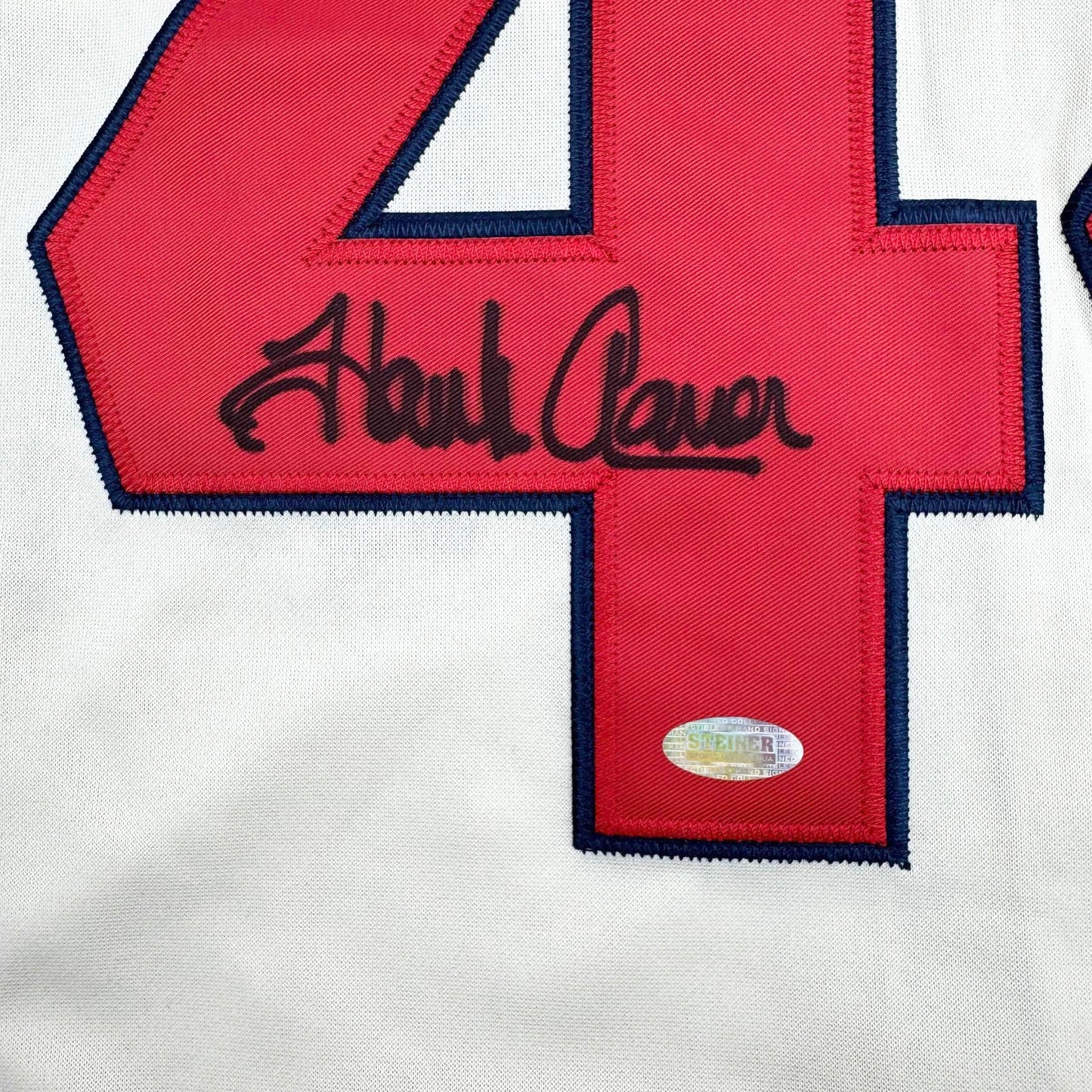 Autographed/Signed Hank Henry Aaron Atlanta Baseball Jersey Steiner COA