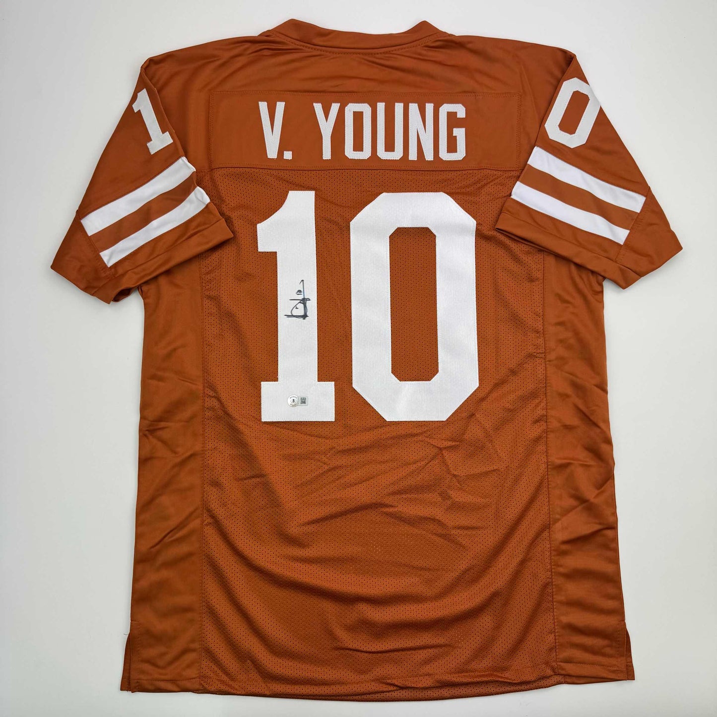 Autographed/Signed Vince Young Texas Orange College Football Jersey Beckett BAS COA