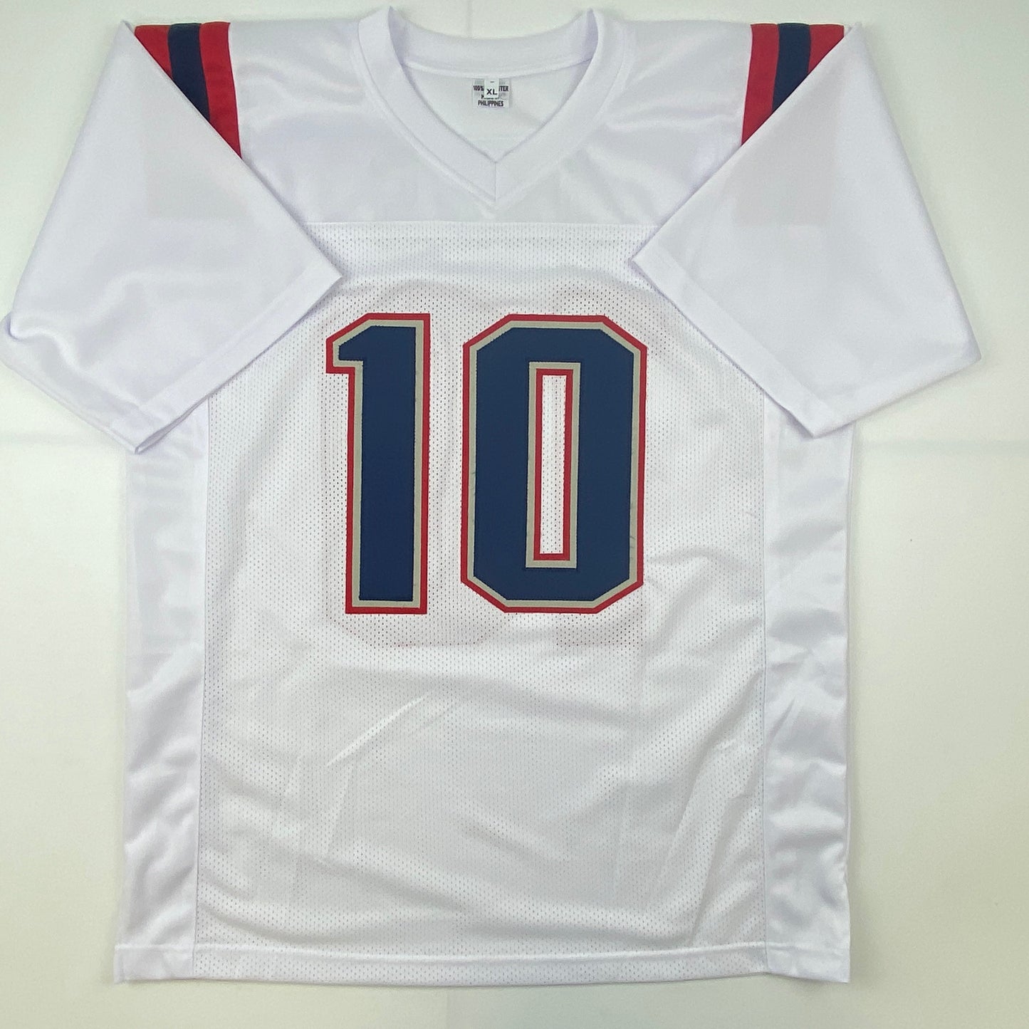 Autographed/Signed Mac Jones New England White Football Jersey Beckett BAS COA