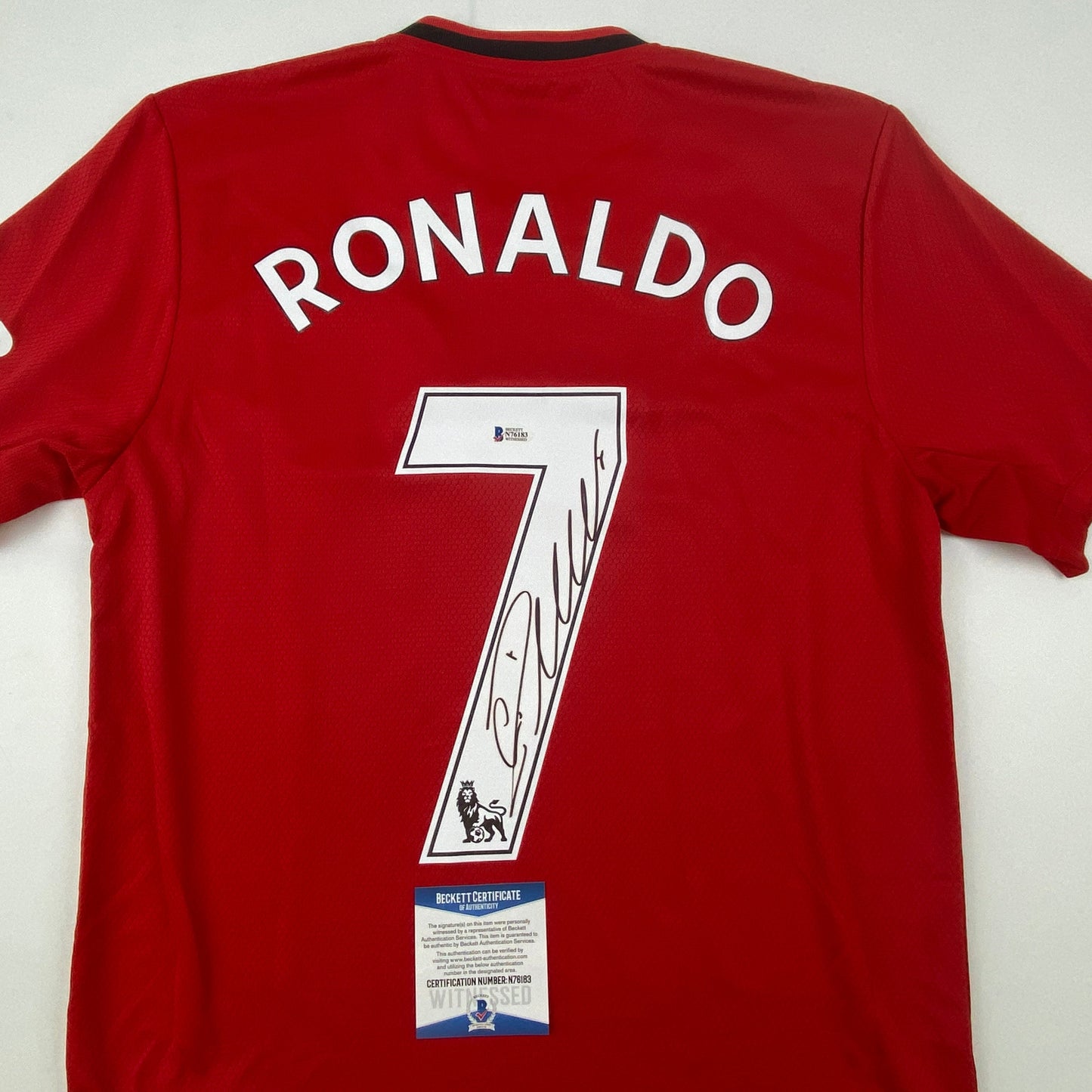 Autographed/Signed Cristiano Ronaldo Manchester United Red Soccer Futbol Jersey Beckett BAS COA