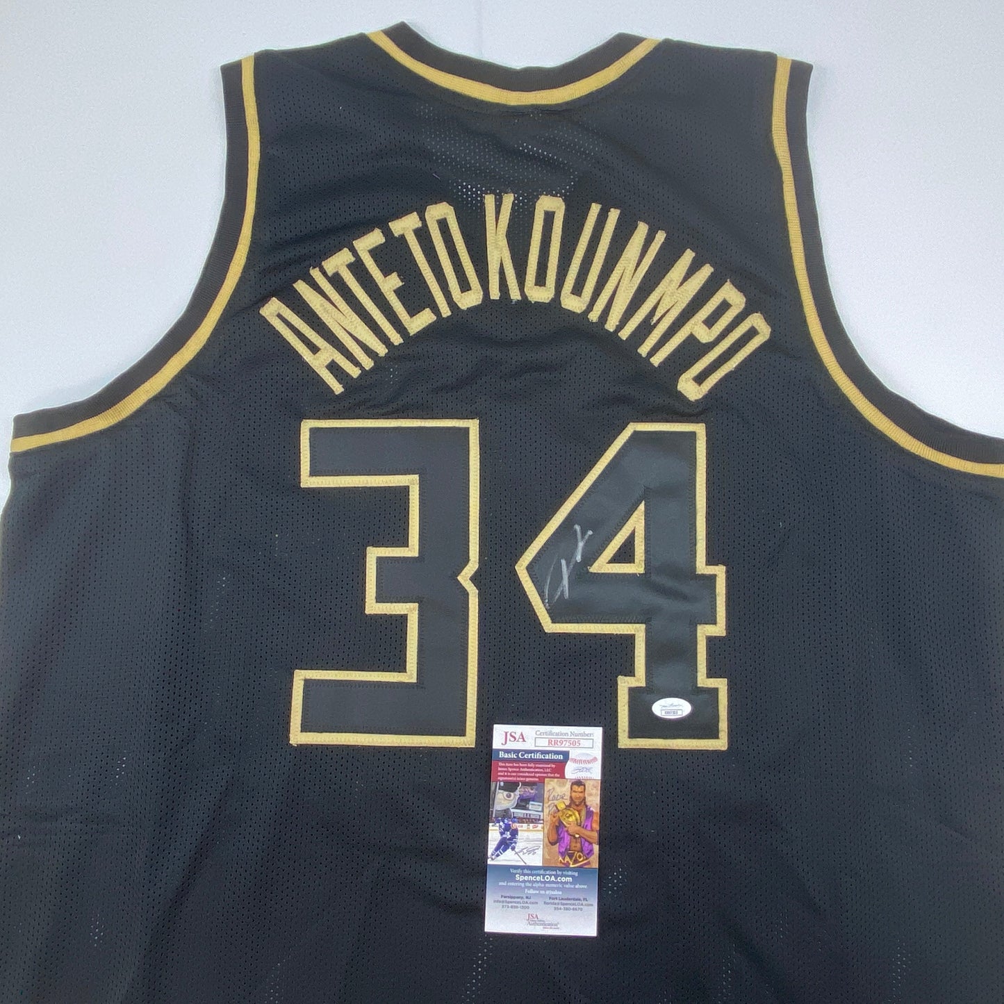Autographed/Signed Giannis Antetokounmpo Milwaukee Blackout Basketball Jersey JSA COA