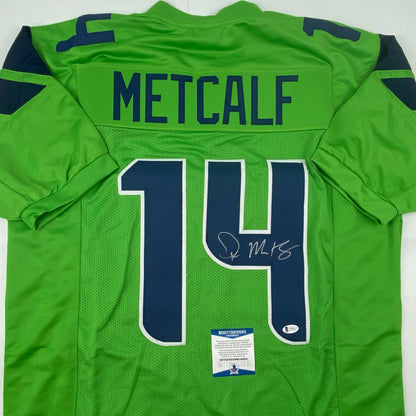 Autographed/Signed DK D.K. Metcalf Seattle Green Football Jersey Beckett BAS COA