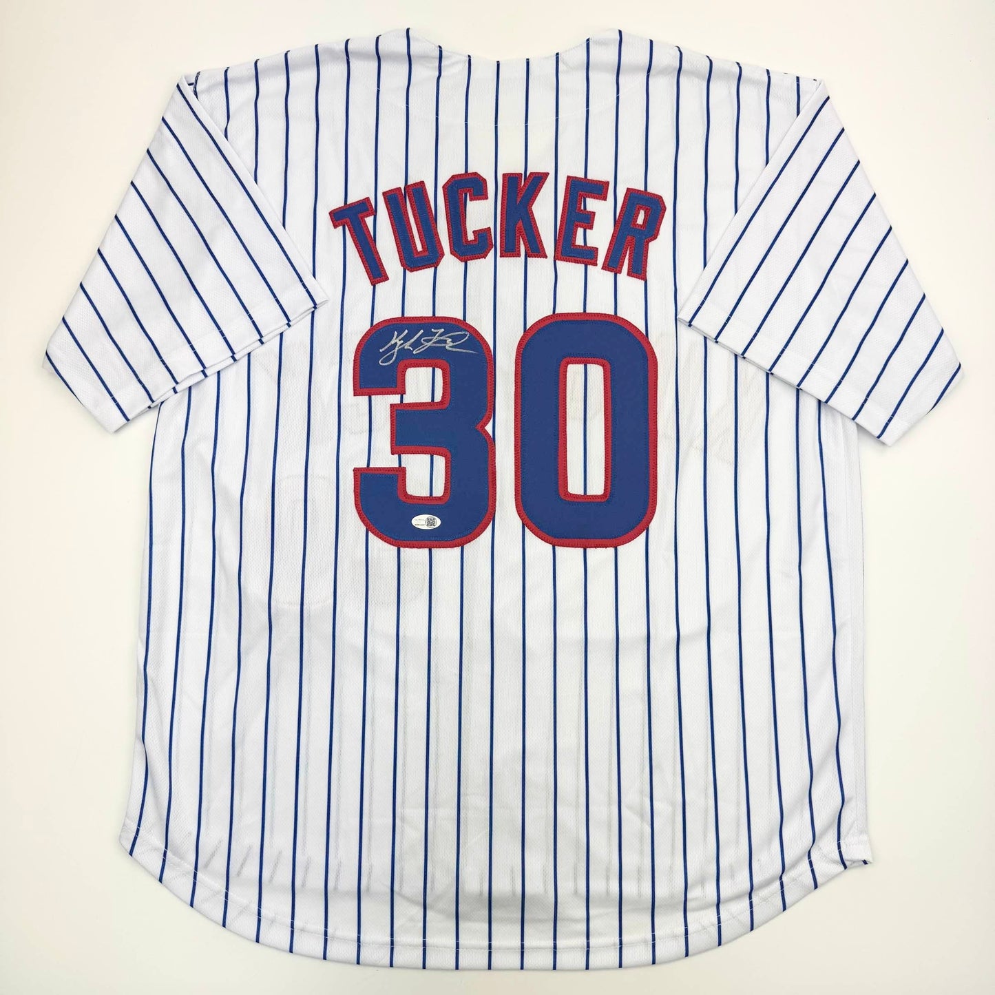 Autographed/Signed Kyle Tucker Chicago Pinstripe Baseball Jersey JSA COA