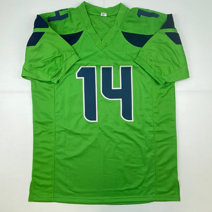 Autographed/Signed DK D.K. Metcalf Seattle Green Football Jersey Beckett BAS COA