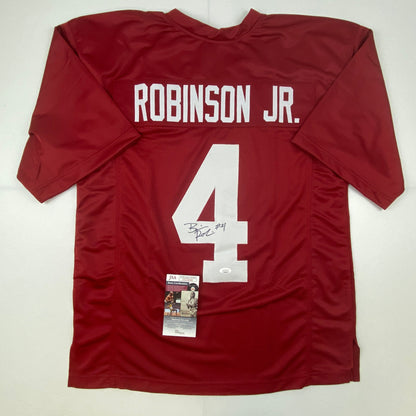 Autographed/Signed Brian Robinson Jr. Alabama Red College Football Jersey JSA COA