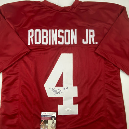 Autographed/Signed Brian Robinson Jr. Alabama Red College Football Jersey JSA COA