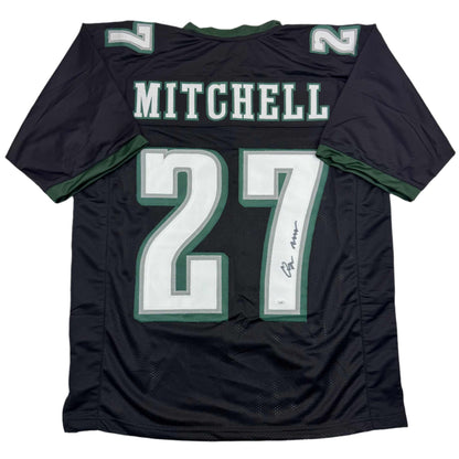 Autographed/Signed Quinyon Mitchell Philadelphia Black Football Jersey JSA COA