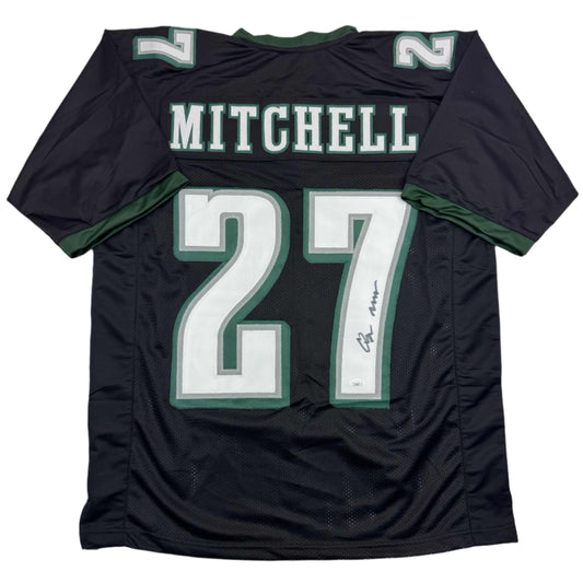 Autographed/Signed Quinyon Mitchell Philadelphia Black Football Jersey JSA COA