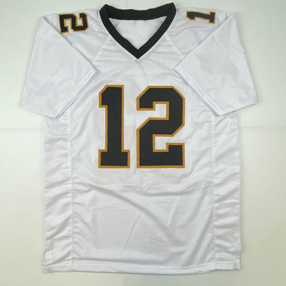 Autographed/Signed Marques Colston New Orleans White Football Jersey JSA COA