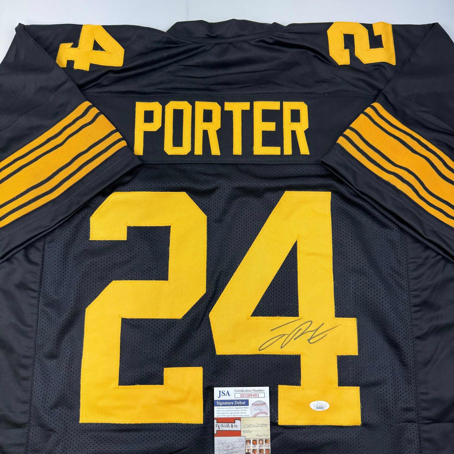 Autographed/Signed Joey Porter Jr. Pittsburgh Color Rush Football Jersey JSA COA