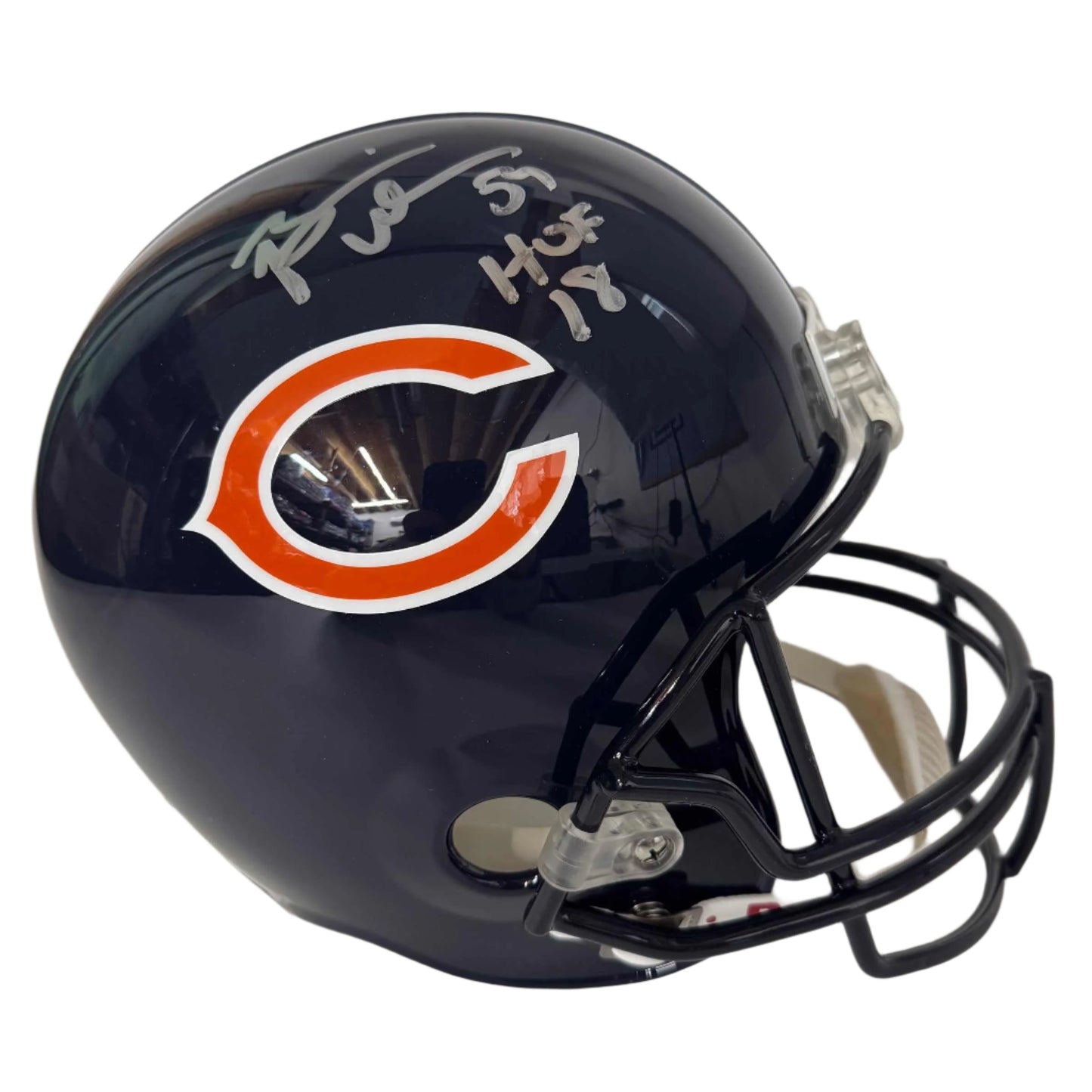 Autographed/Signed Brian Urlacher HOF 18 Chicago Bears Full Size FS F/S Replica Football Helmet Beckett BAS COA