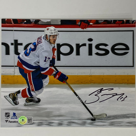 Autographed/Signed Mathew Barzal New York Islanders 8x10 Hockey Photo Beckett BAS COA