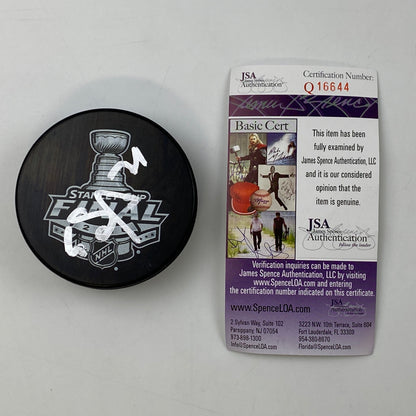 Autographed/Signed Evgeni Malkin Pittsburgh Penguins 2016 Stanley Cup Logo Hockey Puck JSA COA