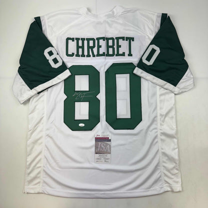 Autographed/Signed Wayne Chrebet New York White Football Jersey JSA COA