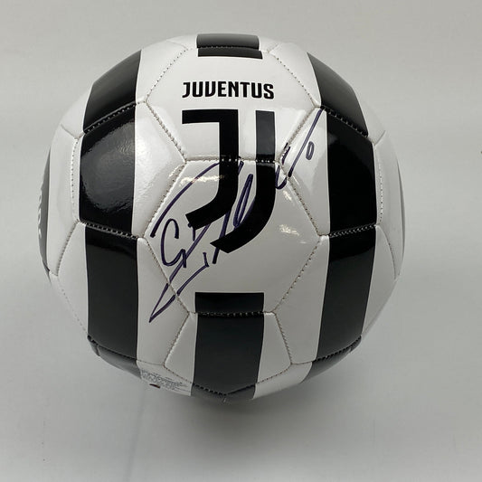 Autographed/Signed Cristiano Ronaldo Juventus Black/White Soccer Ball Beckett BAS COA