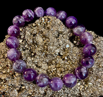 Natural Amethyst Healing Bracelet – 8mm, 10mm, or 12mm Beads