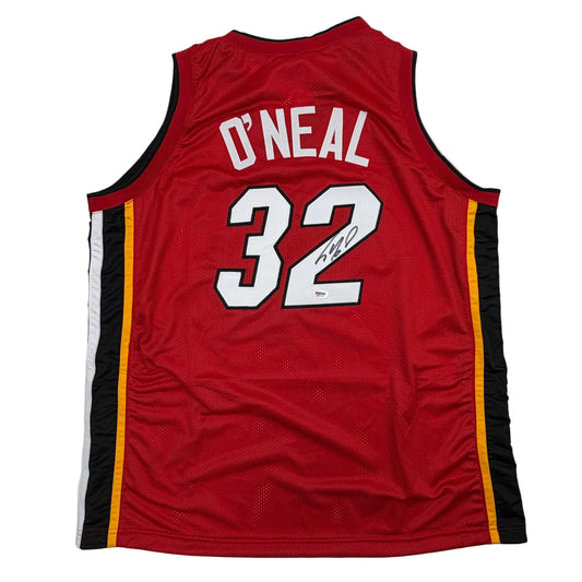 Autographed/Signed Shaquille Shaq O'Neal Miami Red Basketball Jersey PSA/DNA COA