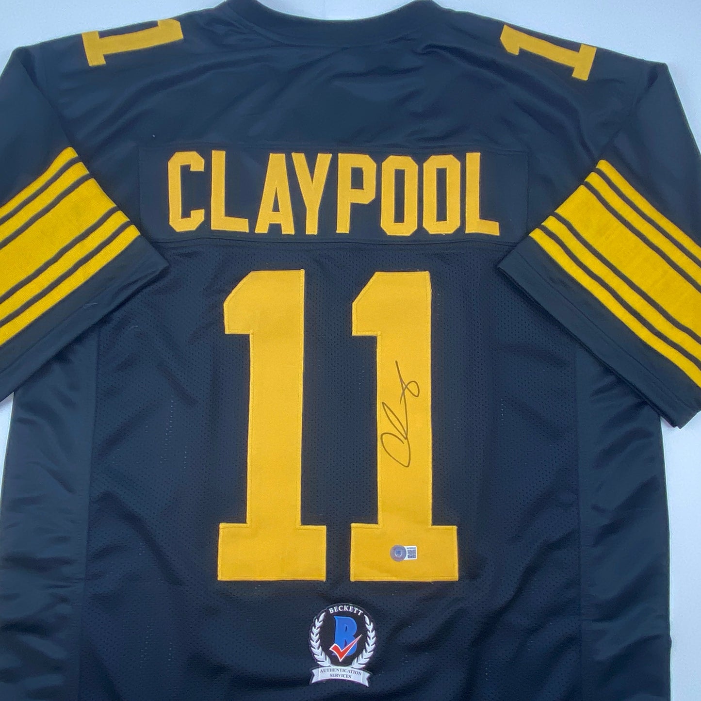 Autographed/Signed Chase Claypool Pittsburgh Color Rush Football Jersey Beckett BAS COA