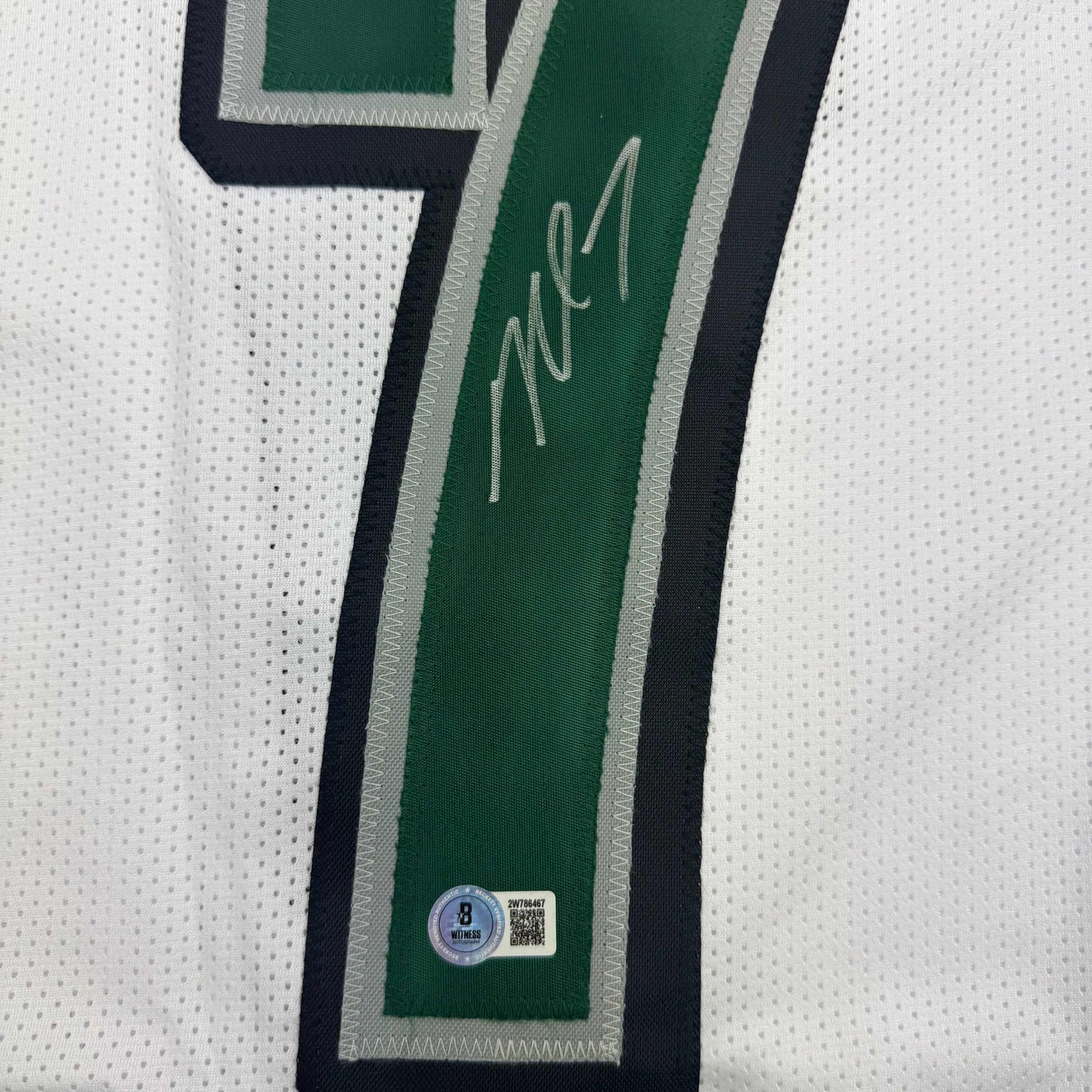 Autographed/Signed Michael Mike Vick Philadelphia White Football Jersey Beckett BAS COA