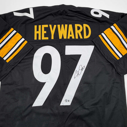 Autographed/Signed Cameron Cam Heyward Pittsburgh Black Football Jersey Beckett BAS COA