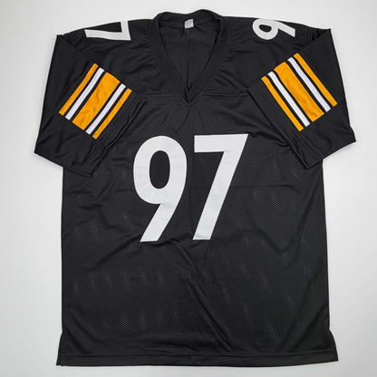 Autographed/Signed Cameron Cam Heyward Pittsburgh Black Football Jersey Beckett BAS COA