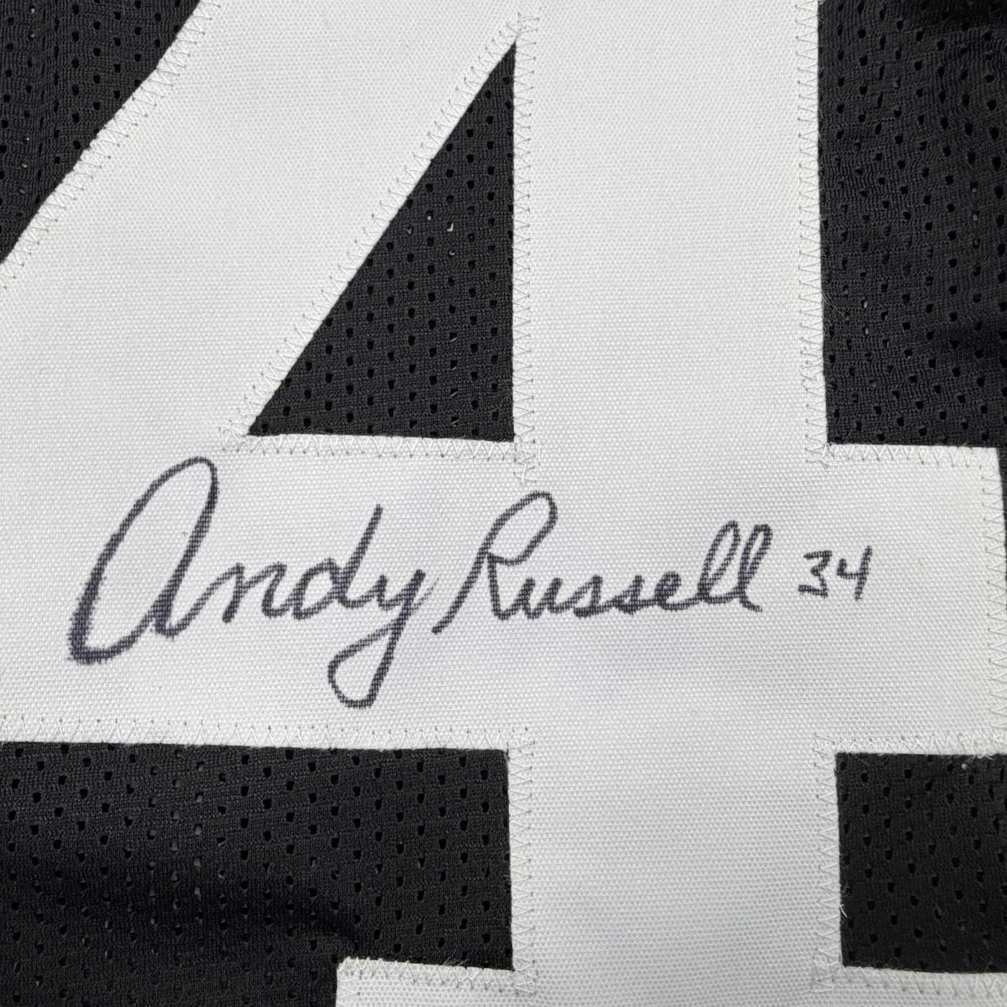 Autographed/Signed Andy Russell Pittsburgh Black Football Jersey Beckett BAS COA