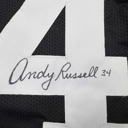 Autographed/Signed Andy Russell Pittsburgh Black Football Jersey Beckett BAS COA