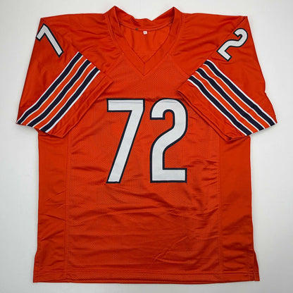 Autographed/Signed William Perry The Refrigerator Chicago Orange Football Jersey Beckett BAS COA