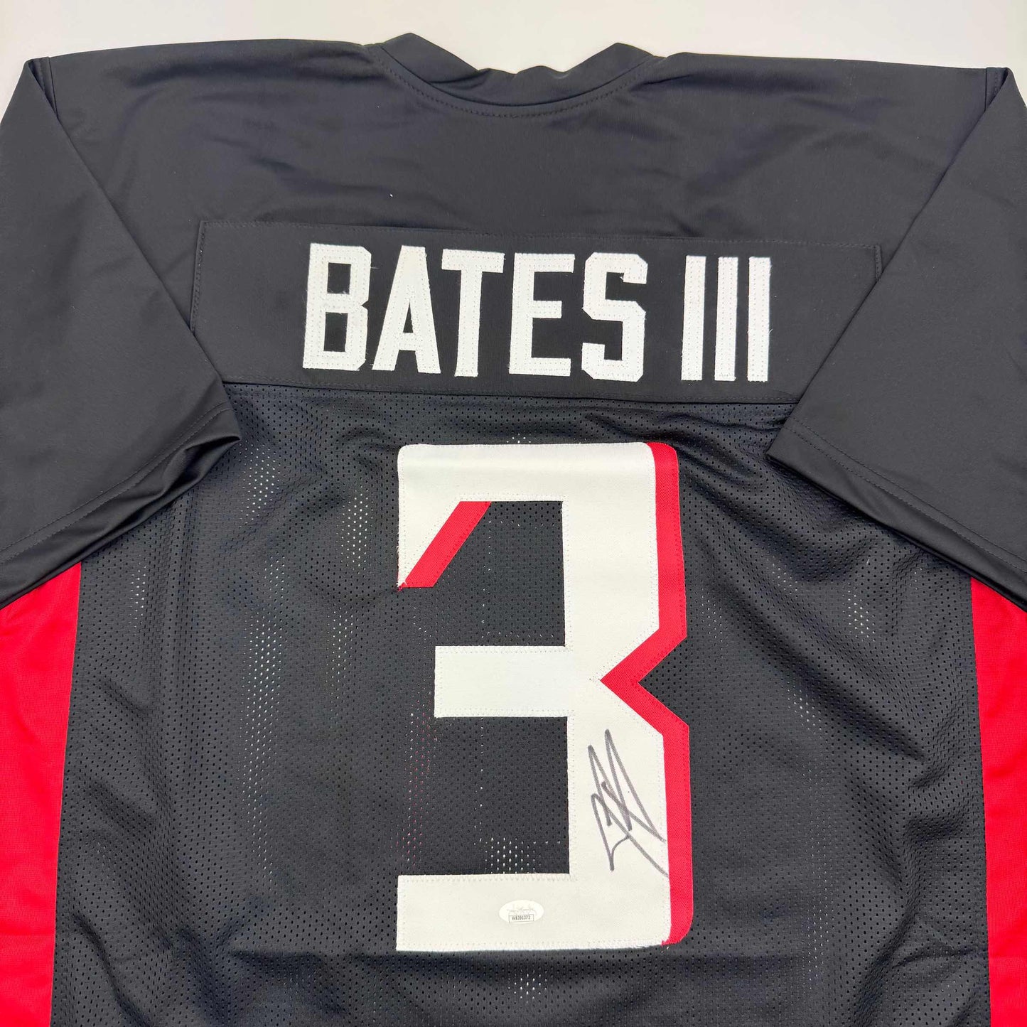 Autographed/Signed Jessie Bates III Atlanta Black Football Jersey JSA COA