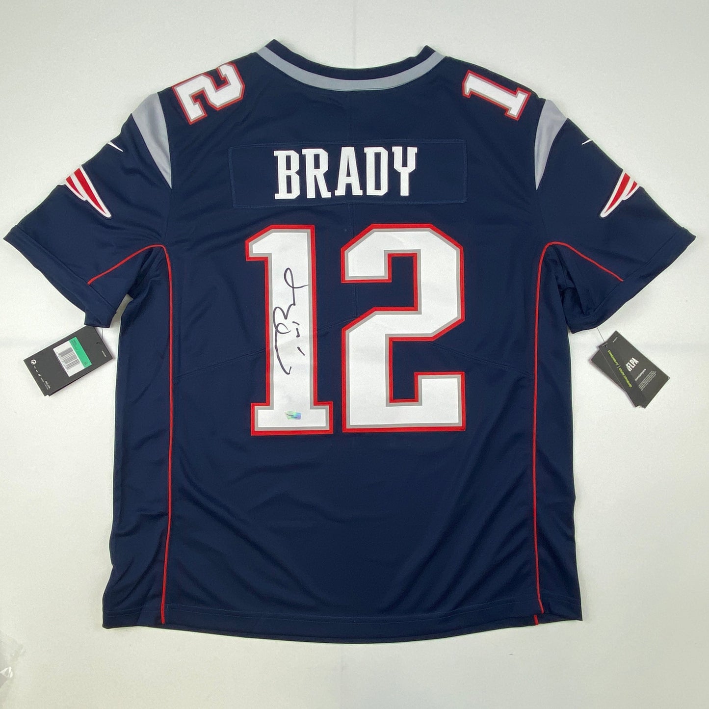 Autographed/Signed Tom Brady New England Patriots Blue Authentic Nike Limited Football Jersey Fanatics COA/LOA