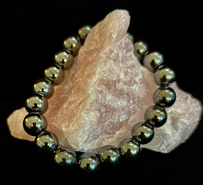 Reiki-Infused Hematite Grounding & Protection Bracelet for Root Chakra Stability, Focus & Energetic Shielding (6mm, 8mm & 10mm)