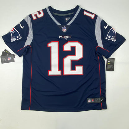 Autographed/Signed Tom Brady New England Patriots Blue Authentic Nike Limited Football Jersey Fanatics COA/LOA