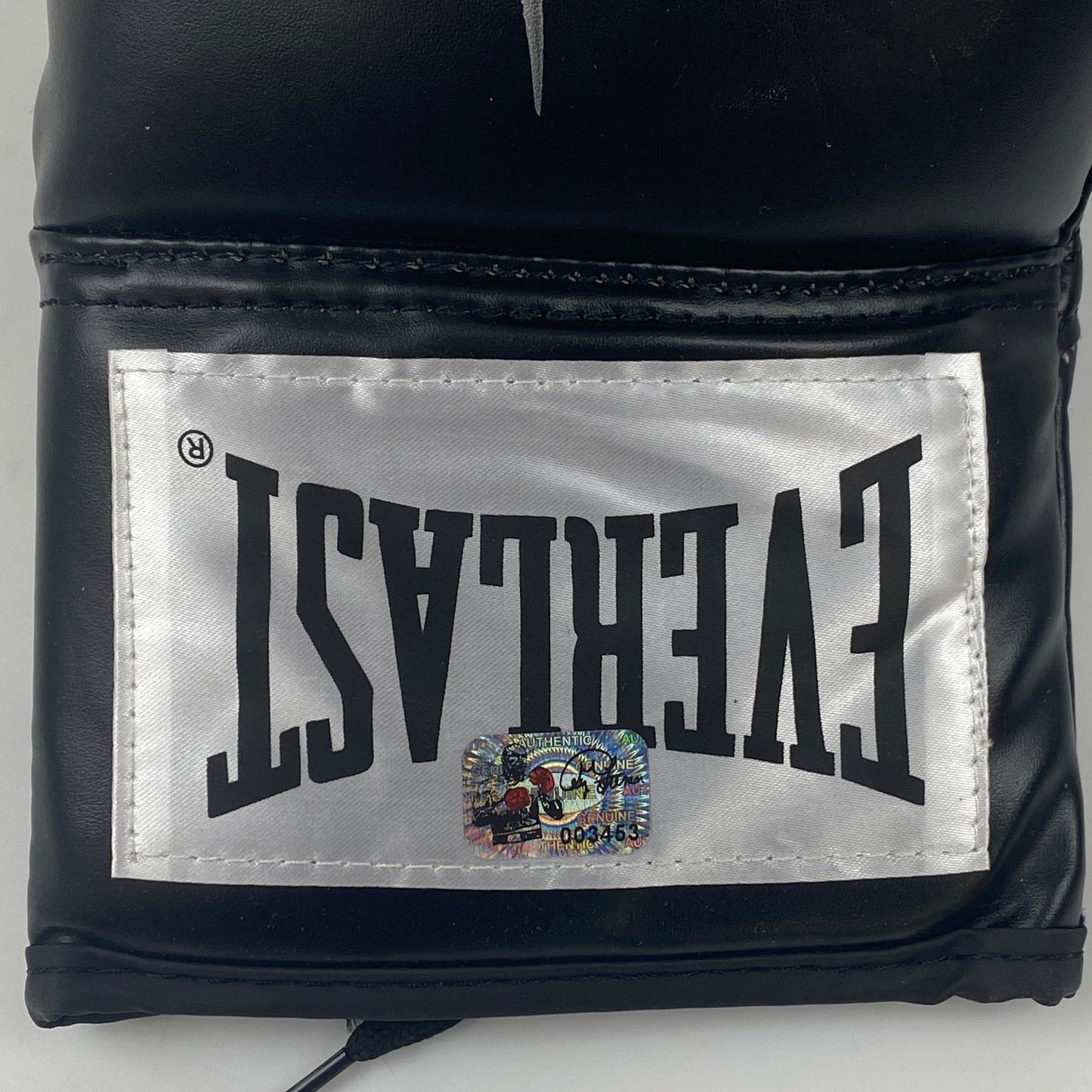 Autographed/Signed George Foreman Black Everlast Boxing Glove Athlete Hologram COA