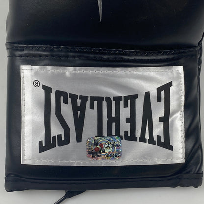 Autographed/Signed George Foreman Black Everlast Boxing Glove Athlete Hologram COA