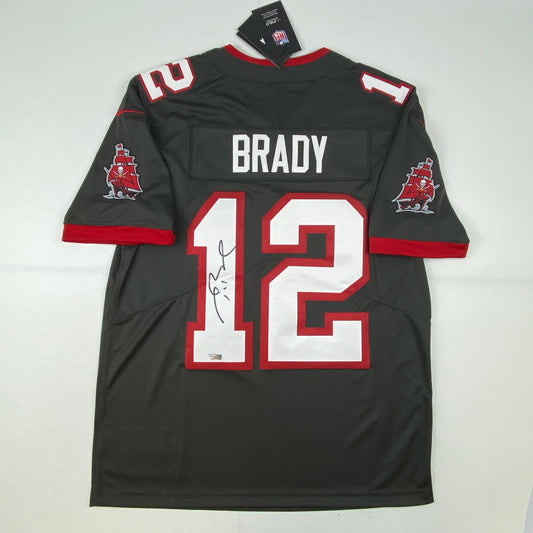 Autographed/Signed Tom Brady Tampa Bay Buccaneers Pewter Grey Authentic Nike Limited Football Jersey Fanatics COA/LOA
