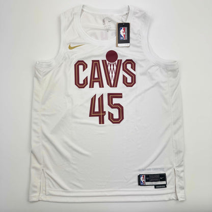 Autographed/Signed Donovan Mitchell Cleveland Cavaliers White Basketball Jersey Fanatics COA