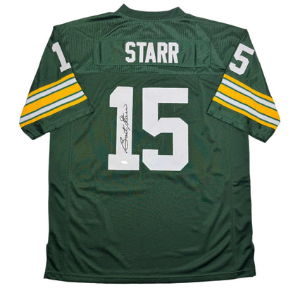 Autographed/Signed Bart Starr Green Bay Green Football Jersey Steiner COA