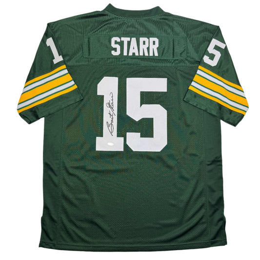 Autographed/Signed Bart Starr Green Bay Green Football Jersey Steiner COA