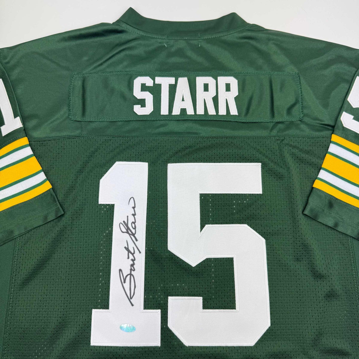 Autographed/Signed Bart Starr Green Bay Green Football Jersey Steiner COA
