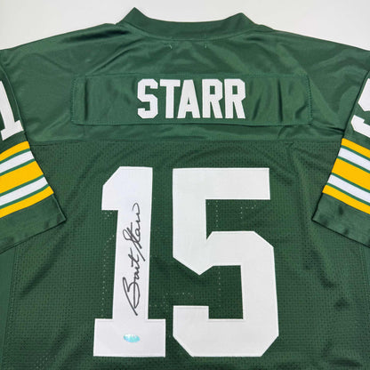 Autographed/Signed Bart Starr Green Bay Green Football Jersey Steiner COA