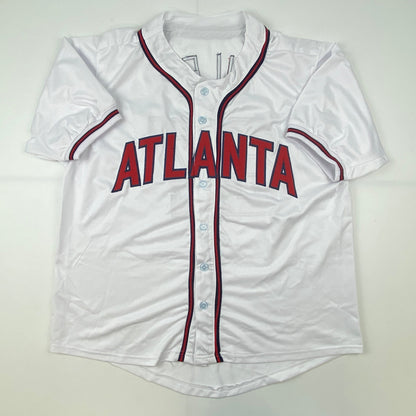 Autographed/Signed Austin Riley Atlanta White Baseball Jersey Beckett BAS COA