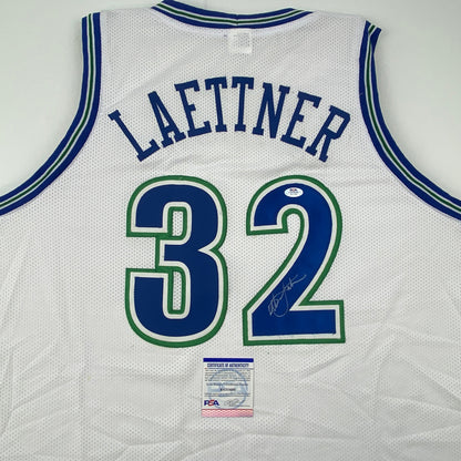 Autographed/Signed Christian Laettner Minnesota White Basketball Jersey PSA/DNA COA