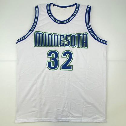 Autographed/Signed Christian Laettner Minnesota White Basketball Jersey PSA/DNA COA