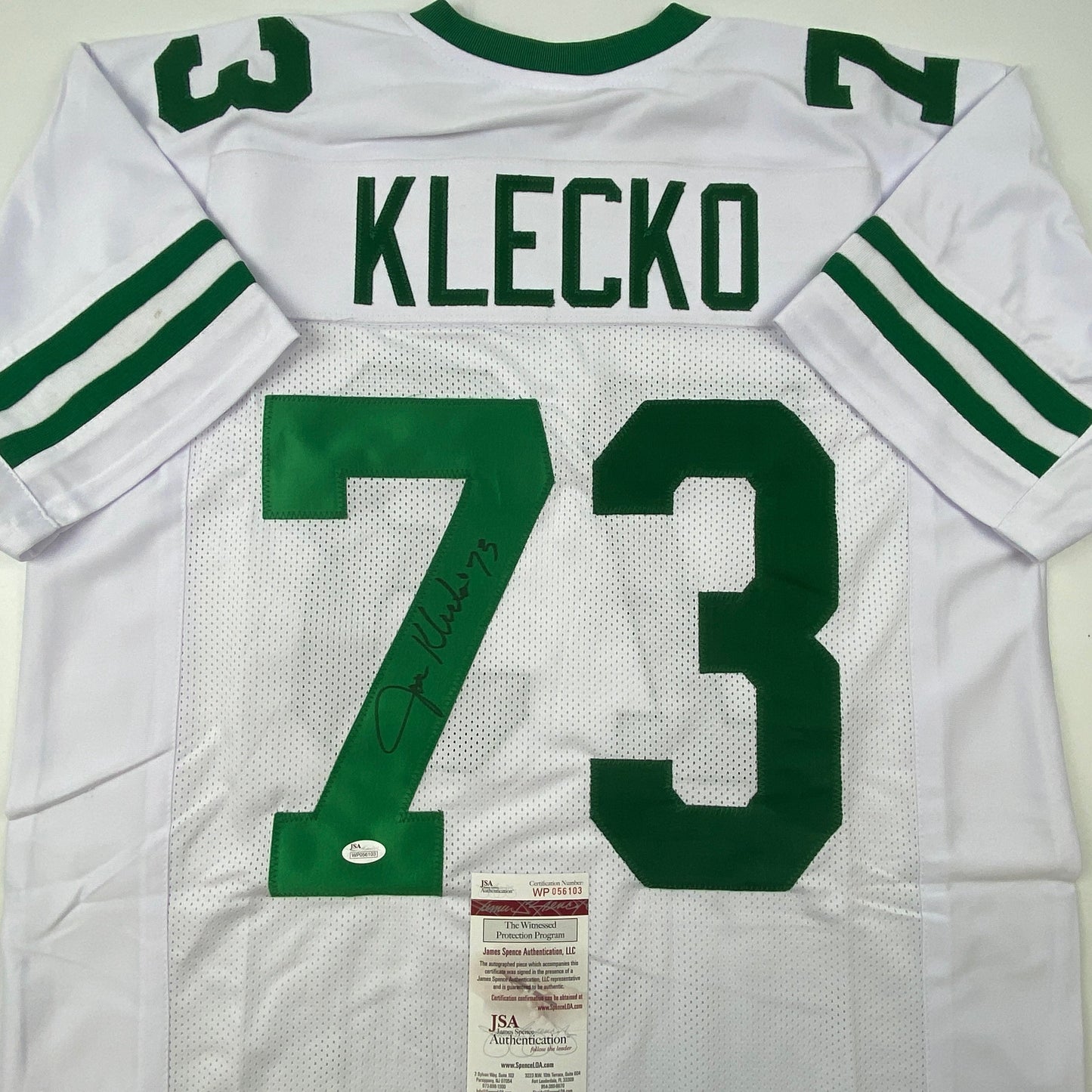 Autographed/Signed Joe Klecko New York White Football Jersey JSA COA