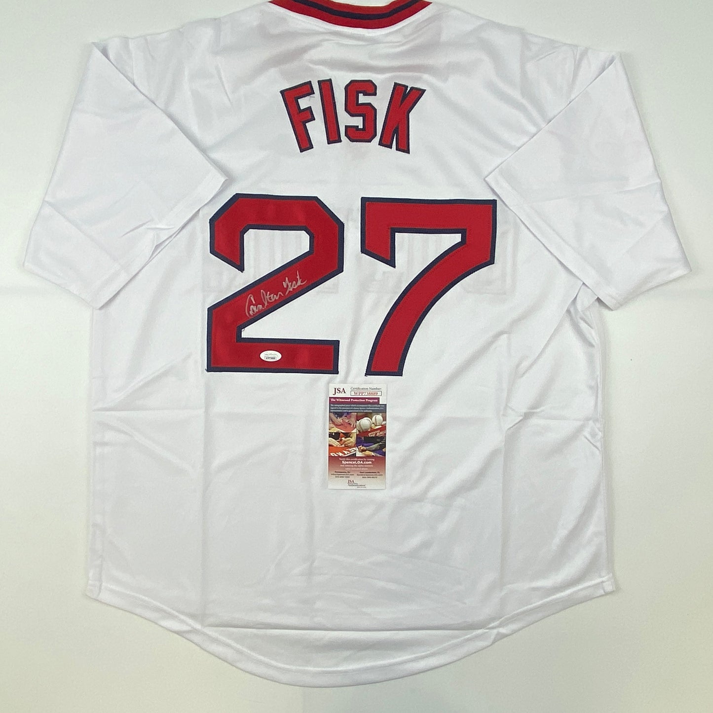 Autographed/Signed Carlton Fisk Boston White Baseball Jersey JSA COA