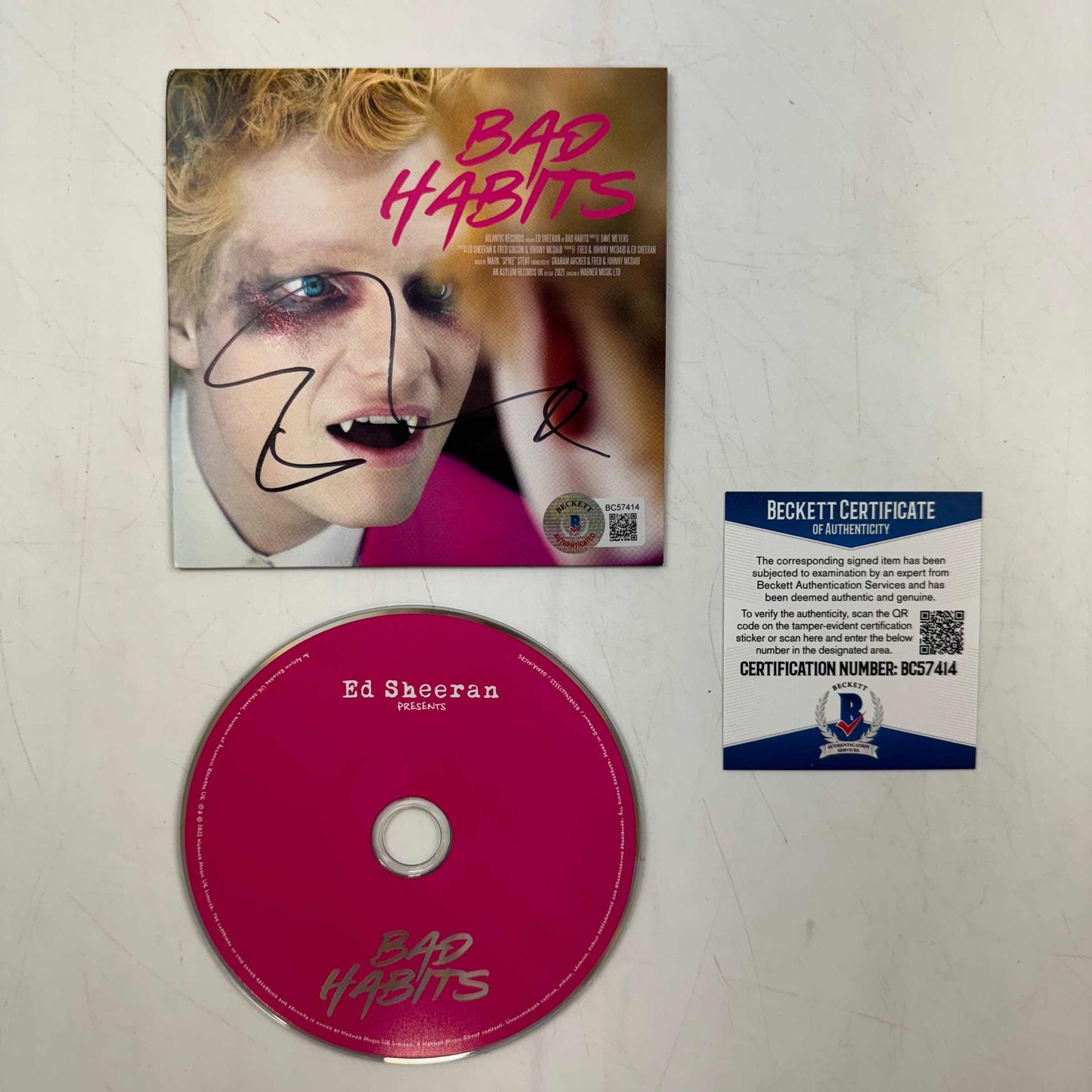 Autographed/Signed Ed Sheeran  Bad Habits  Album CD Cover Disk JSA COA